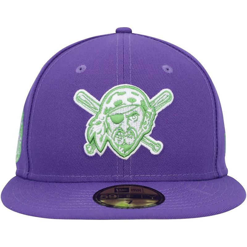 Men's New Era Purple Pittsburgh Pirates Lime Side Patch 59FIFTY Fitted Hat