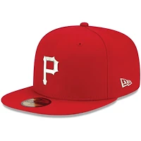 Casquette ajustée 59FIFTY blanche avec logo Pittsburgh Pirates New Era pour homme, rouge