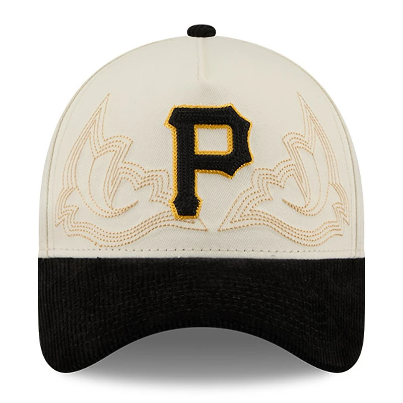 Casquette ajustable New Era Stone Pittsburgh Pirates 9FORTY à coutures western pour homme