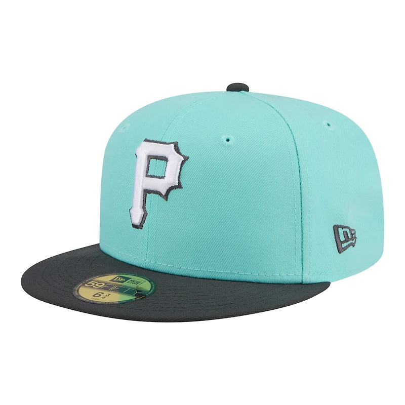 Casquette ajustée New Era 59FIFTY pour homme, coloris turquoise/charbon Pittsburgh Pirates, lot de deux