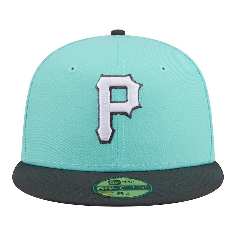 Men's New Era Turquoise/Charcoal Pittsburgh Pirates Two-Tone Color Pack 59FIFTY Fitted Hat