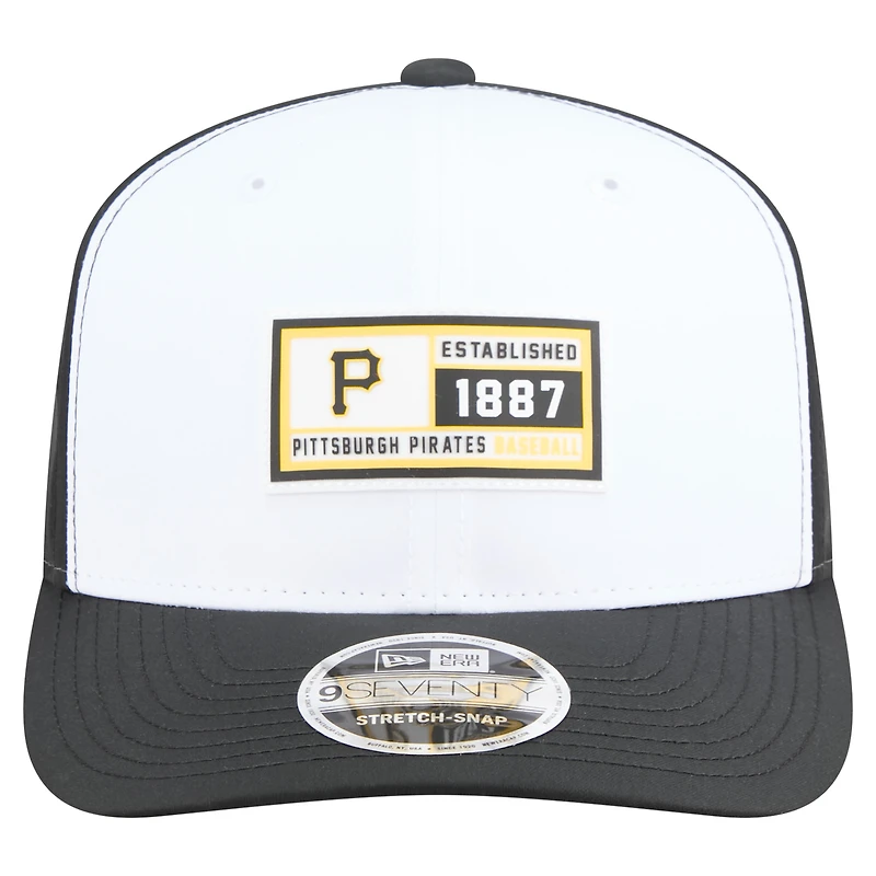 Casquette ajustable New Era 9SEVENTY blanche/noire des Pirates de Pittsburgh pour homme