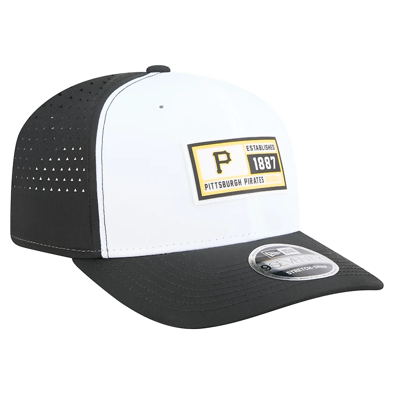 Casquette ajustable New Era 9SEVENTY blanche/noire des Pirates de Pittsburgh pour homme