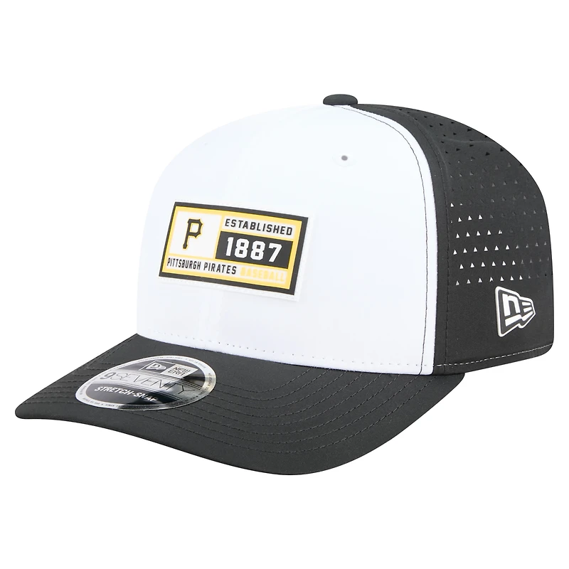 Casquette ajustable New Era 9SEVENTY blanche/noire des Pirates de Pittsburgh pour homme
