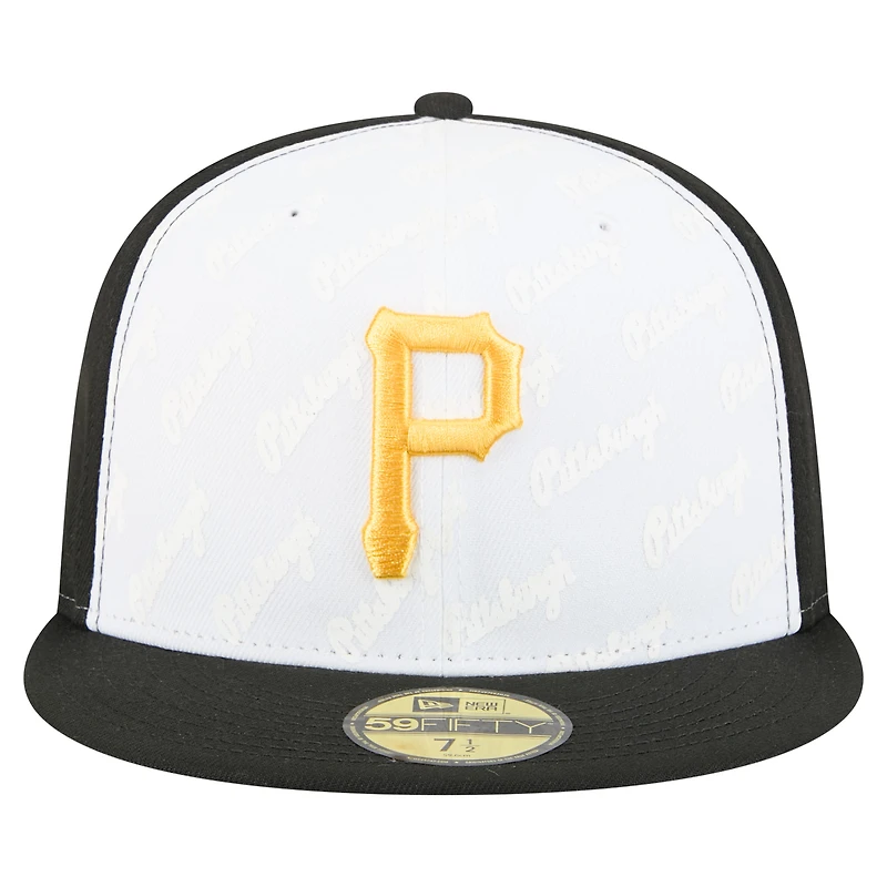 Men's New Era White/Black Pittsburgh Pirates Repeat 59FIFTY Fitted Hat