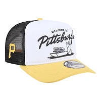 Men's New Era  White/Gold Pittsburgh Pirates Foodie A-Frame 9FIFTY Trucker Snapback Hat
