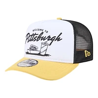 Men's New Era  White/Gold Pittsburgh Pirates Foodie A-Frame 9FIFTY Trucker Snapback Hat