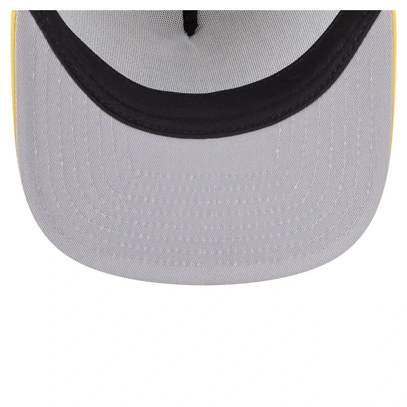 Men's New Era White/Gold Pittsburgh Pirates Retro Script Trucker 9FIFTY Snapback Hat