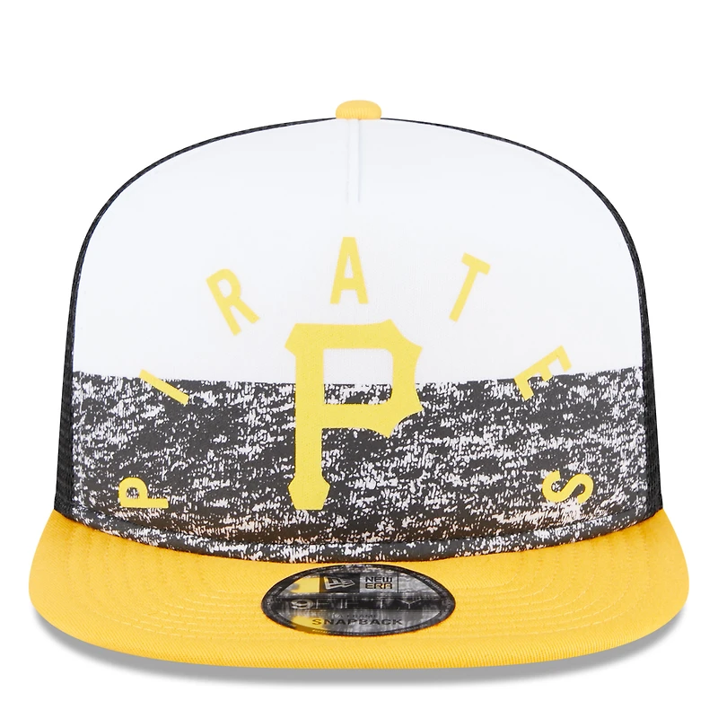 Men's New Era White/Gold Pittsburgh Pirates Team Foam Front A-Frame Trucker 9FIFTY Snapback Hat