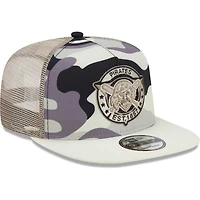 Men's New Era White Pittsburgh Pirates Chrome Camo A-Frame 9FIFTY Trucker Snapback Hat