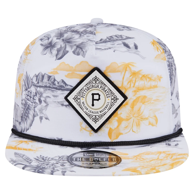 Casquette snapback blanche à imprimé Island Golfer des Pirates de Pittsburgh de New Era pour homme