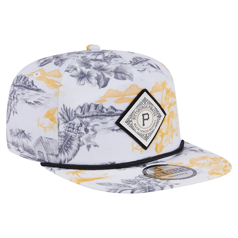 Casquette snapback blanche à imprimé Island Golfer des Pirates de Pittsburgh de New Era pour homme