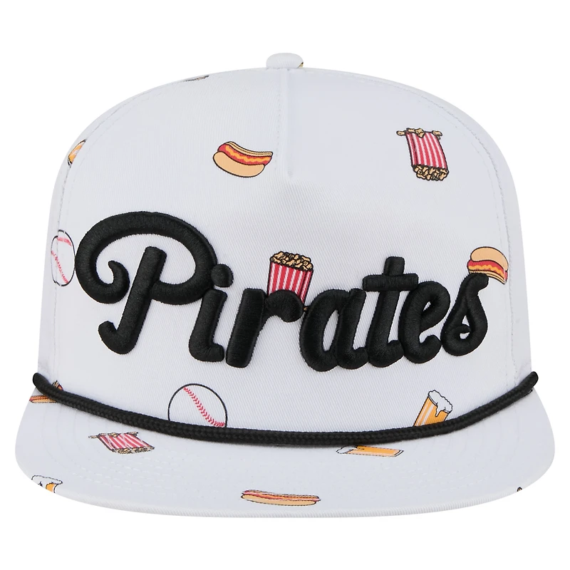 Casquette ajustable New Era blanche 19TWENTY pour homme avec logo de l'équipe des Pirates de Pittsburgh