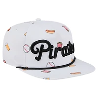 Casquette ajustable New Era blanche 19TWENTY pour homme avec logo de l'équipe des Pirates de Pittsburgh