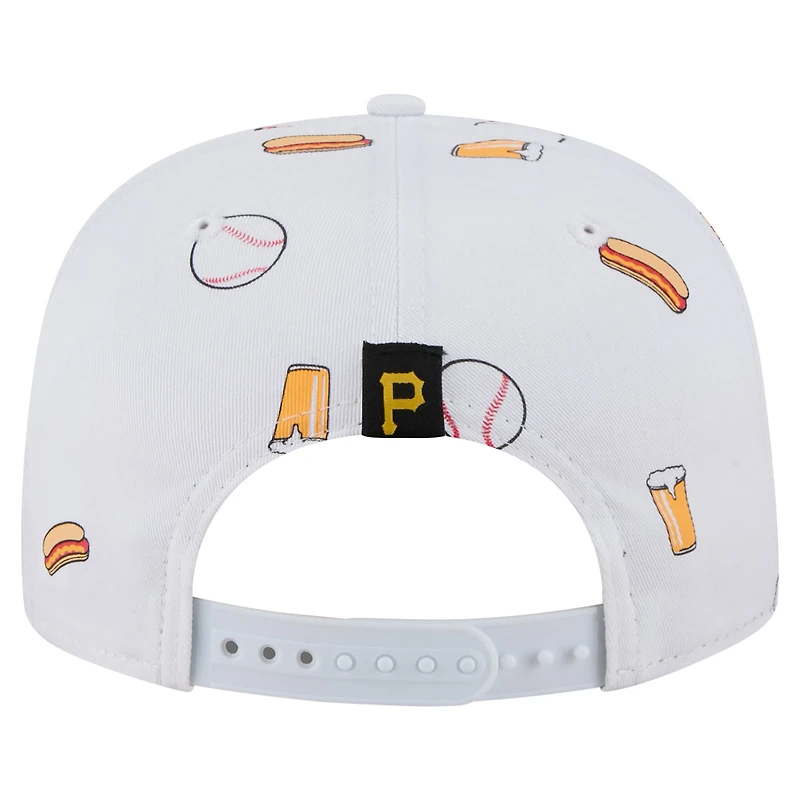 Casquette ajustable New Era blanche 19TWENTY pour homme avec logo de l'équipe des Pirates de Pittsburgh