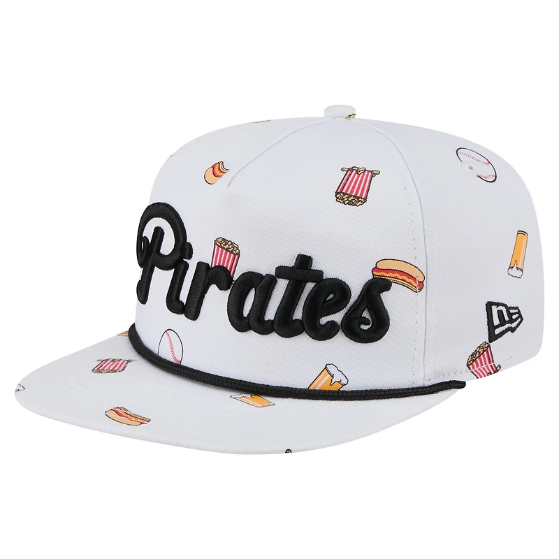 Casquette ajustable New Era blanche 19TWENTY pour homme avec logo de l'équipe des Pirates de Pittsburgh