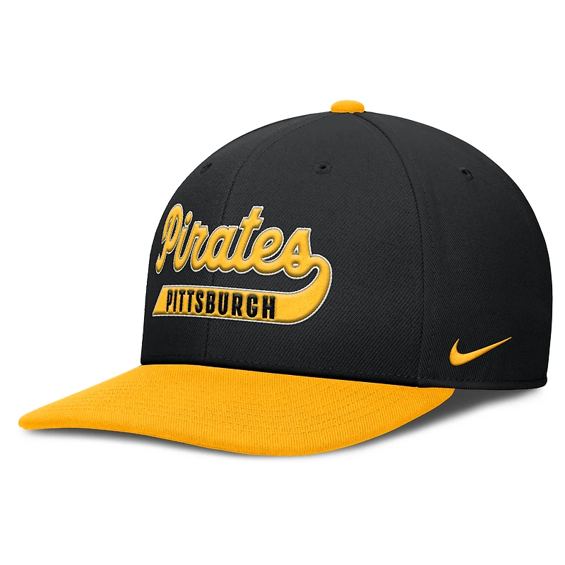 Casquette Snapback Pro Performance Nike noire/dorée pour homme des Pirates de Pittsburgh