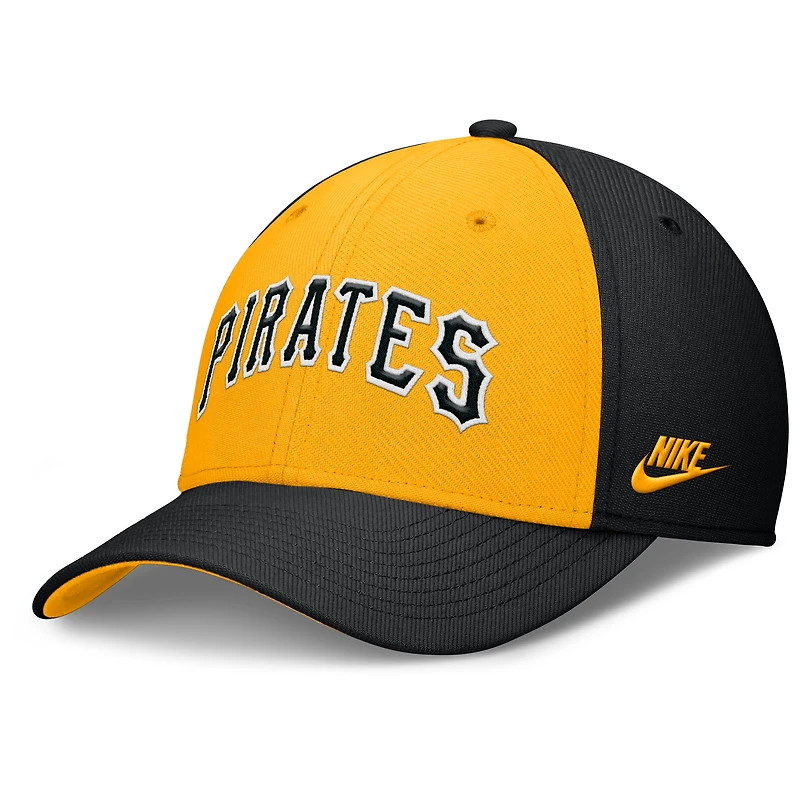 Casquette Nike Performance Flex Rise Swoosh pour homme, noire/dorée, des Pirates de Pittsburgh