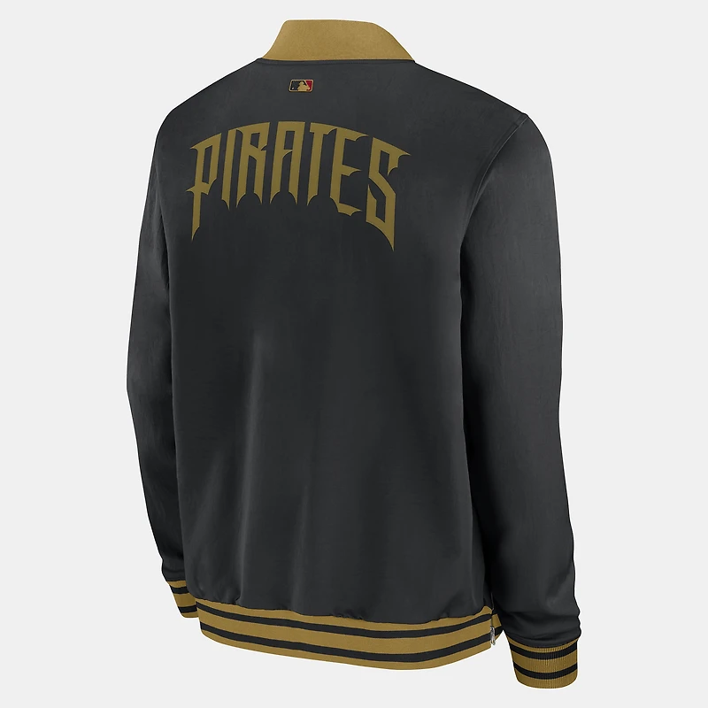 Veste bomber zippée décontractée Nike Pittsburgh Pirates 2026 City Connect Authentic Collection pour homme, noire