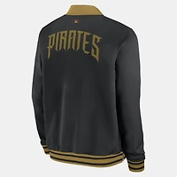 Veste bomber zippée décontractée Nike Pittsburgh Pirates 2026 City Connect Authentic Collection pour homme, noire