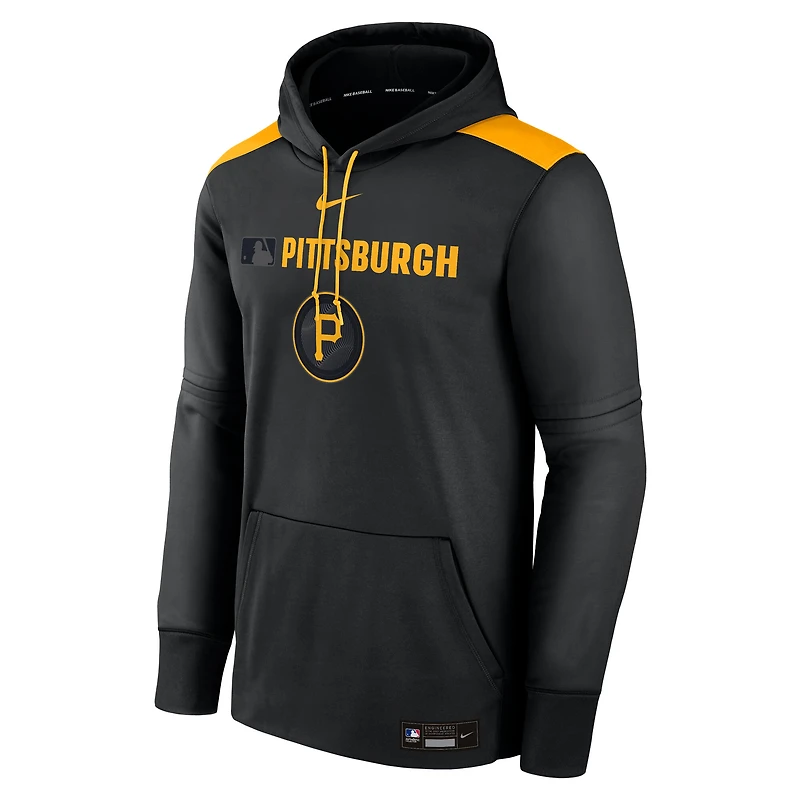 Sweat à capuche Nike noir authentique des Pirates de Pittsburgh City Connect Therma pour homme