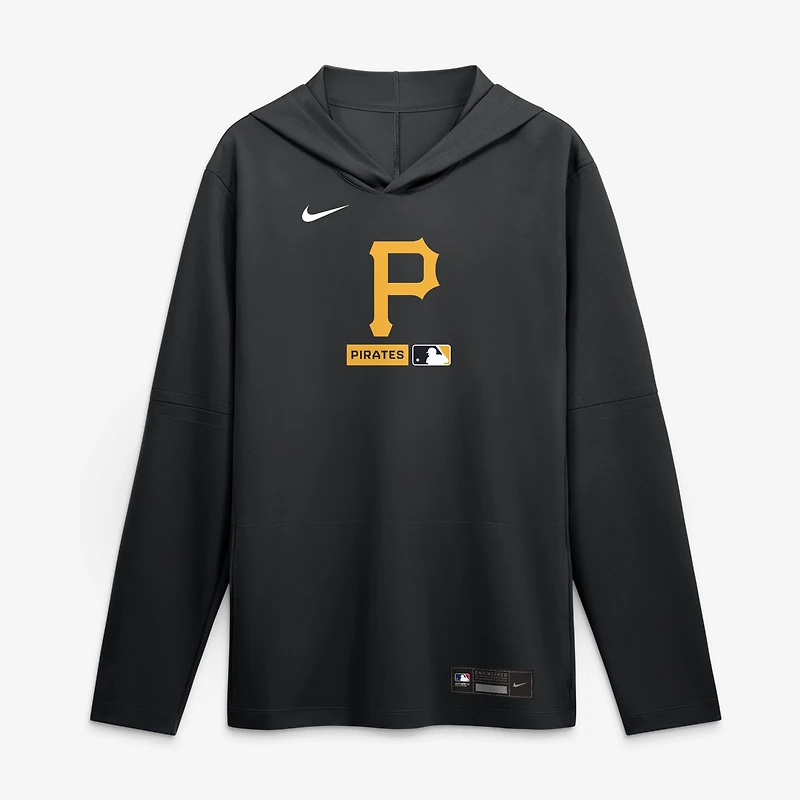 Men's Nike Black Pittsburgh Pirates Authentic Collection Dri-FIT Long Sleeve Hooded T-Shirt