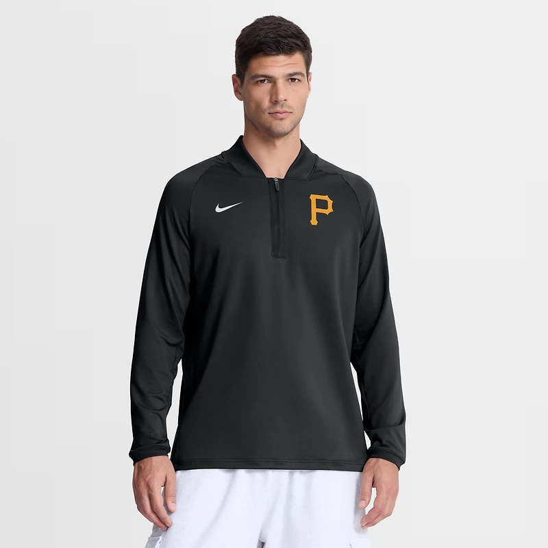 Pull-over Nike Pittsburgh Pirates Authentic Collection Dri-FIT Raglan demi-zip noir pour homme