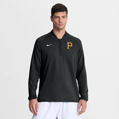 Pull-over Nike Pittsburgh Pirates Authentic Collection Dri-FIT Raglan demi-zip noir pour homme