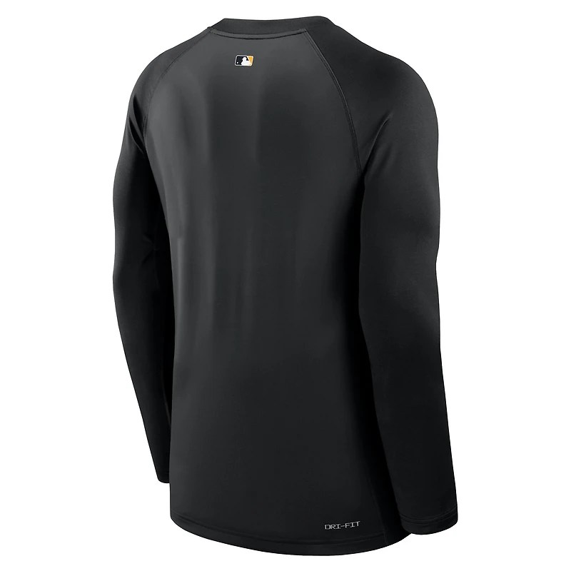 Men's Nike Black Pittsburgh Pirates Authentic Collection Game Time Raglan Dri-FIT Long Sleeve T-Shirt