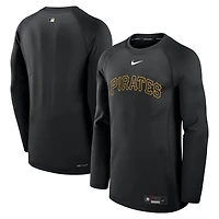 Men's Nike Black Pittsburgh Pirates Authentic Collection Game Time Raglan Dri-FIT Long Sleeve T-Shirt
