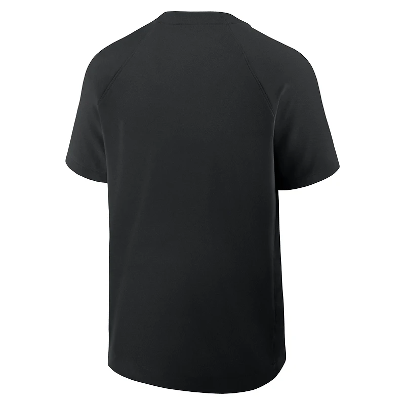 Coupe-vent à manches courtes raglan Nike noir pour homme des Pirates de Pittsburgh Authentic Collection