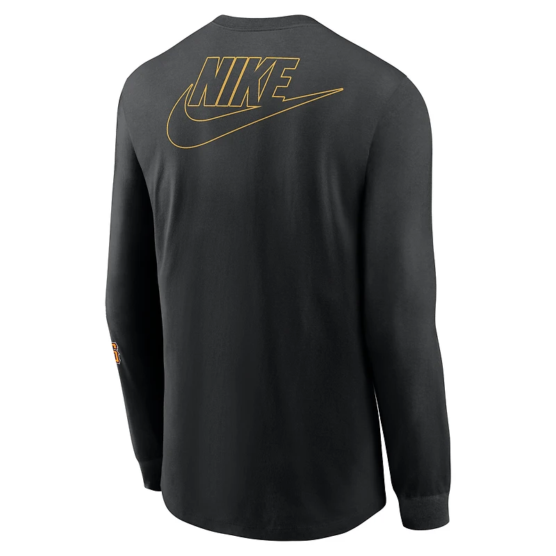 T-shirt à manches longues Nike noir pour homme, collection Cooperstown, Pirates de Pittsburgh, Knockout
