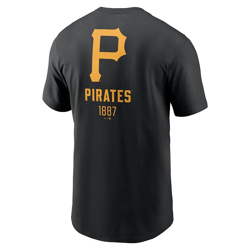 T-shirt Nike noir Pittsburgh Pirates avec grand logo dans le dos pour homme