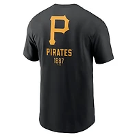 T-shirt Nike noir Pittsburgh Pirates avec grand logo dans le dos pour homme