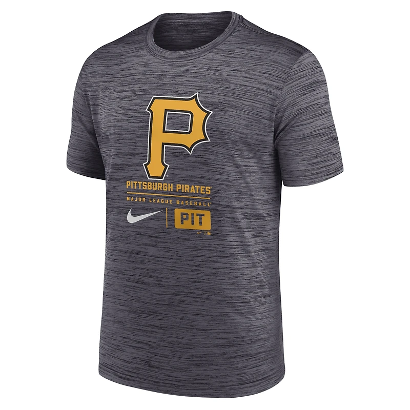 T-shirt Nike noir Pittsburgh Pirates Velocity avec grand logo pour homme
