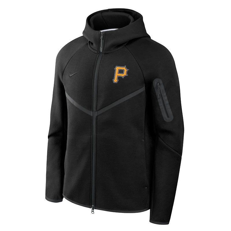 Men's Nike Black Pittsburgh Pirates Tech Fleece Raglan Full-Zip Windrunner Hoodie