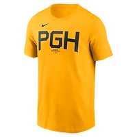 T-shirt Nike Bryan Reynolds doré pour homme, avec nom et numéro Fuse City Connect des Pirates de Pittsburgh
