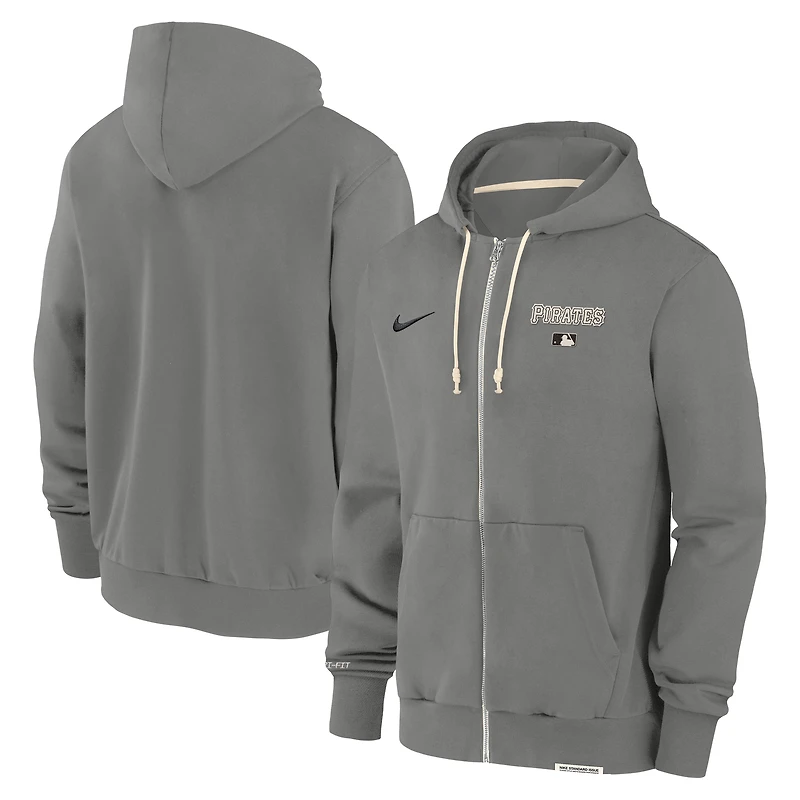 Sweat à capuche entièrement zippé Nike Charcoal Pittsburgh Pirates Authentic Collection Travel Performance pour homme