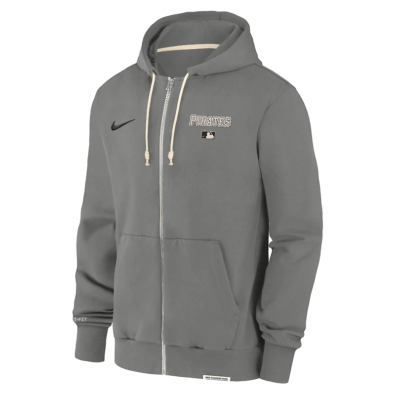 Sweat à capuche entièrement zippé Nike Charcoal Pittsburgh Pirates Authentic Collection Travel Performance pour homme
