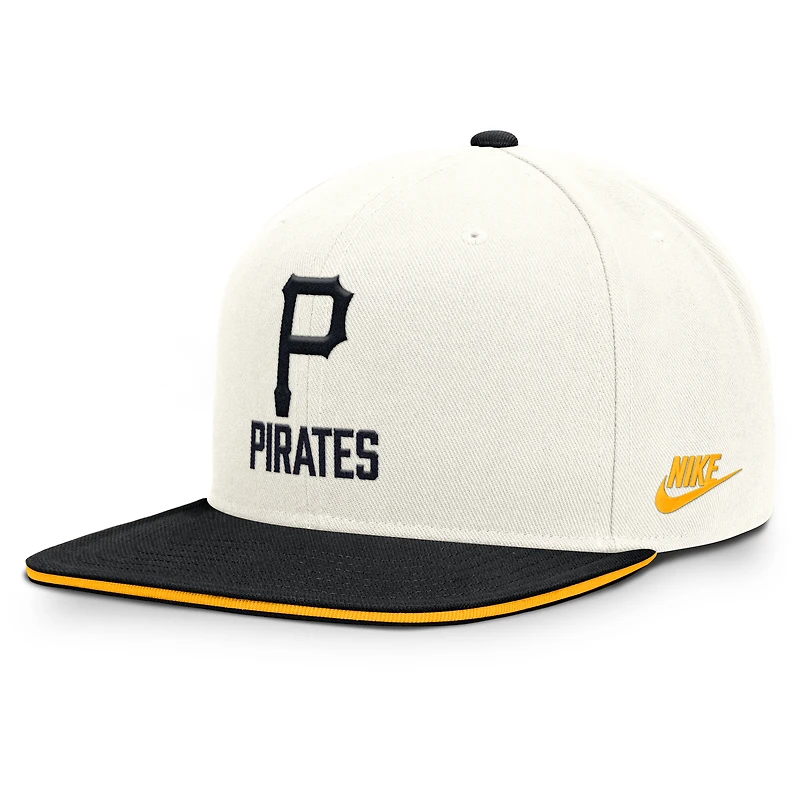 Casquette Nike crème/noire Pittsburgh Pirates Cooperstown Pro Dri-FIT Snapback pour homme