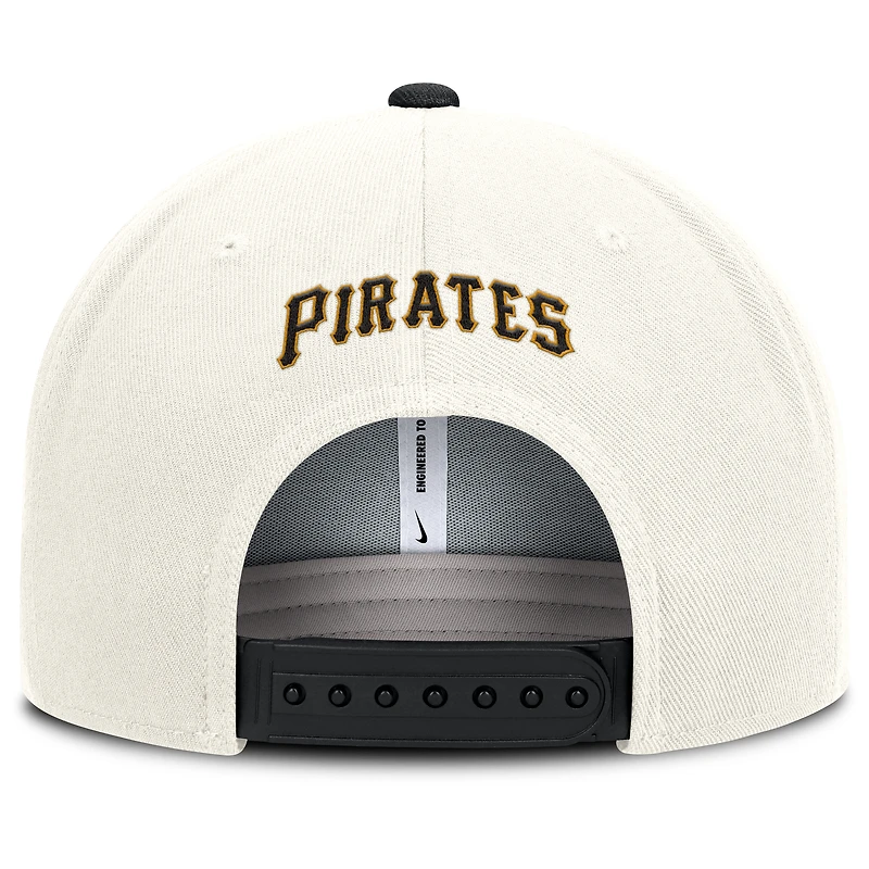 Casquette Nike crème/noire Pittsburgh Pirates Cooperstown Pro Dri-FIT Snapback pour homme