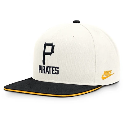 Men's Nike Cream/Black Pittsburgh Pirates Cooperstown Pro Dri-FIT Snapback Hat