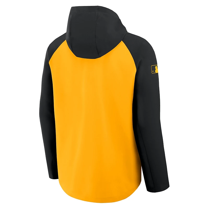 Veste Nike Performance entièrement zippée en or/noir Pittsburgh Pirates Authentic Collection Raglan pour homme