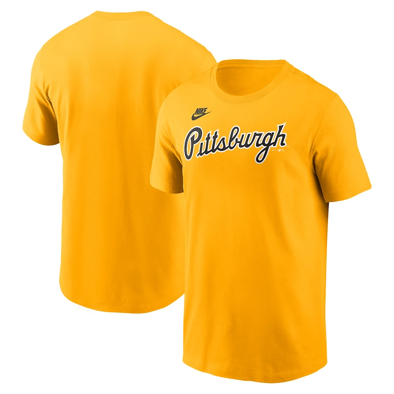 T-shirt Nike Gold Pittsburgh Pirates Cooperstown Collection Wordmark pour homme
