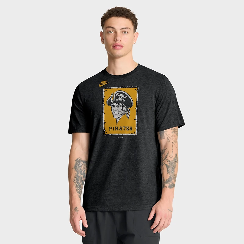 Men's Nike Heather Black Pittsburgh Pirates Cooperstown Logo Tri-Blend T-Shirt