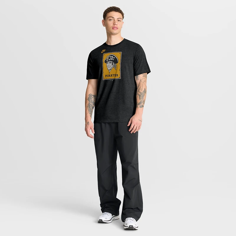 Men's Nike Heather Black Pittsburgh Pirates Cooperstown Logo Tri-Blend T-Shirt