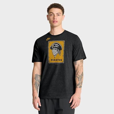 Men's Nike Heather Black Pittsburgh Pirates Cooperstown Logo Tri-Blend T-Shirt