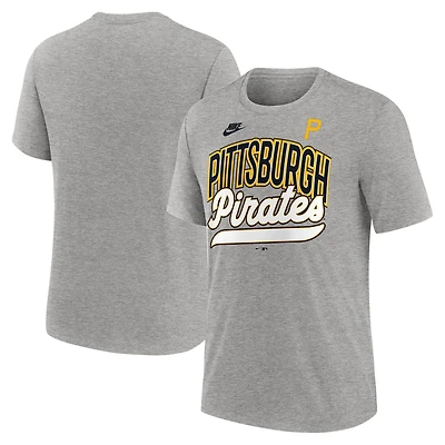 T-shirt Nike gris chiné pour homme, collection Cooperstown Retro Tri-Blend des Pirates de Pittsburgh