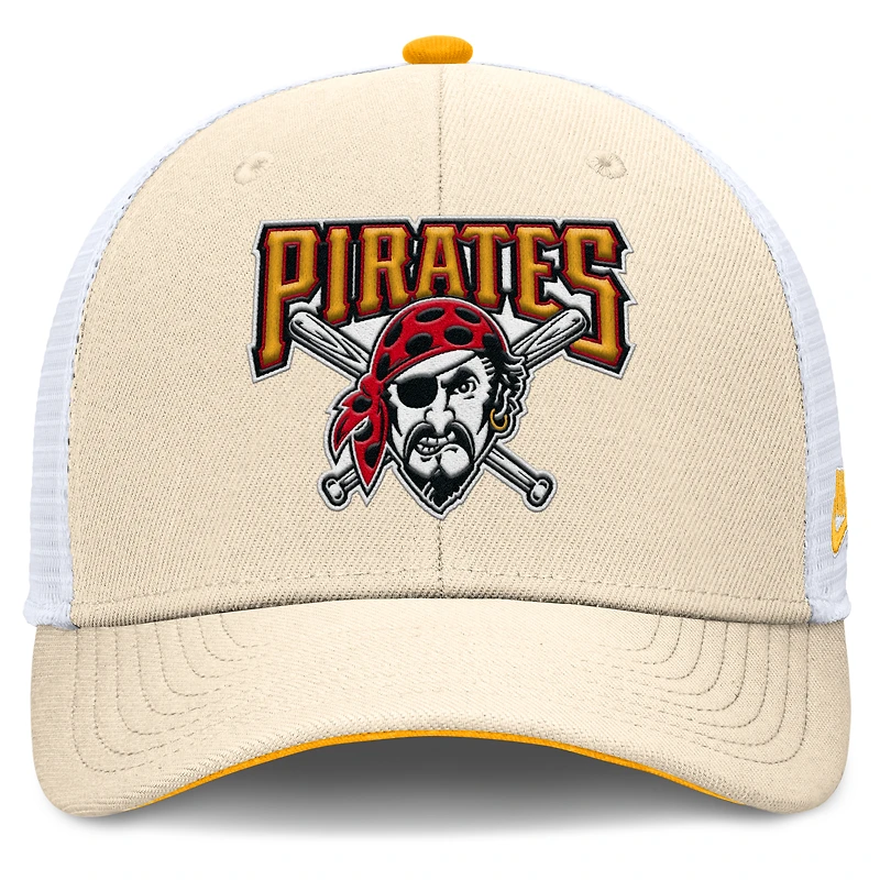 Men's Nike Natural Pittsburgh Pirates Cooperstown Collection Dri-FIT Rise Trucker Adjustable Hat