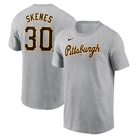T-shirt Nike Paul Skenes pour homme, gris chiné, avec nom et numéro Fuse des Pirates de Pittsburgh